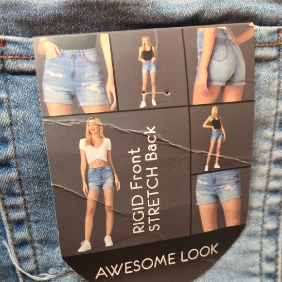 Simple Society Light Blue Distressed Jean Shorts - Picture 5 of 12